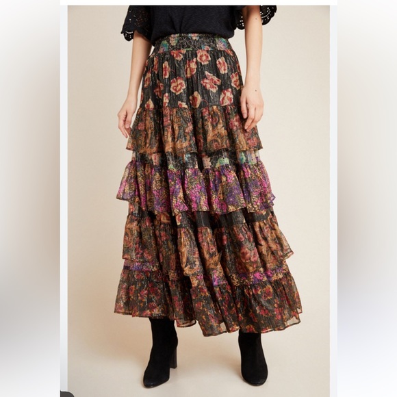 Des Moiselles Dresses & Skirts - Des Moiselles Tiered Floral Maxi Skirt - Black Multi